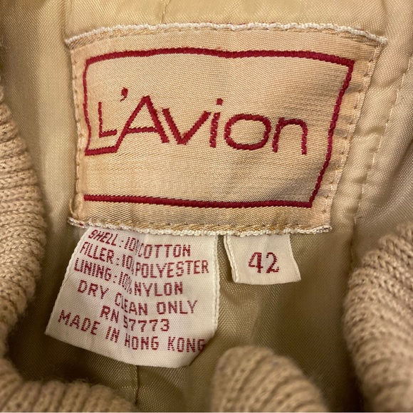 ‘90s VTG L’Avion Jacket 42 Measurement Good Condition Tan Hong Kong - Picture 8 of 9